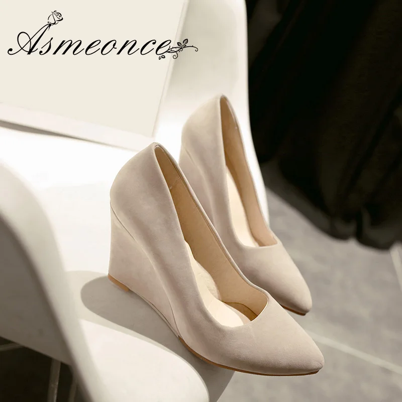 

Women Pumps Wedges High Heels Lady Pointed Toe Shallow Slip on Scrub Sexy Woman Autumn Winter Casual Boat Shoes Big Size