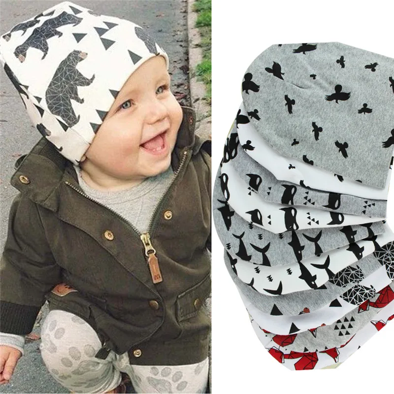

Baby Cap Cartoon Animal Double Printting Cotton Knit Beanie Hats For Toddler Boy Girls Spring Autumn Winter Headwear