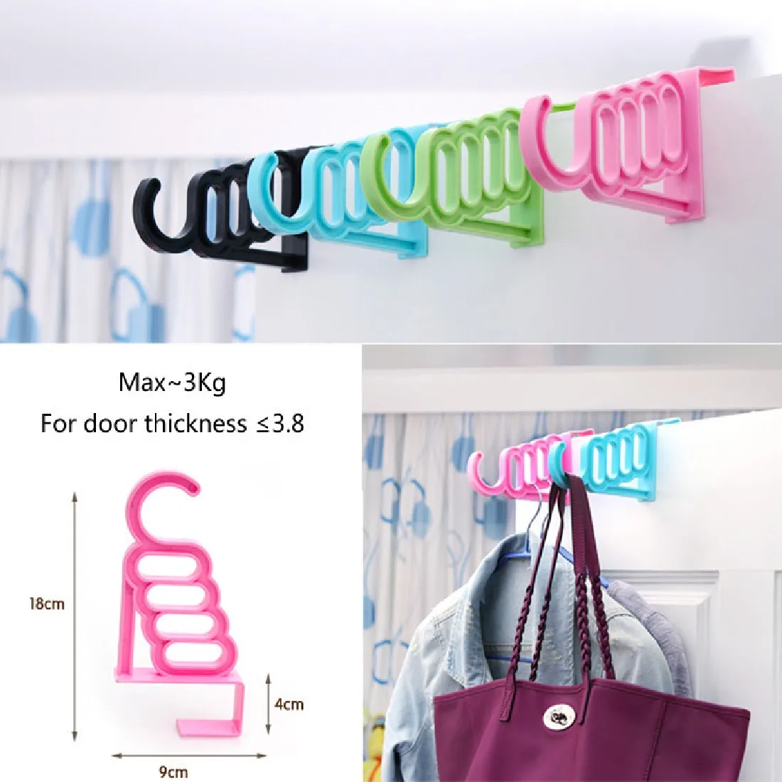 

Multi-Function Home Accessories Foldable Clothes Hanger Drying Rack 5 Hole Suit Bathroom Door Plastic Organizer