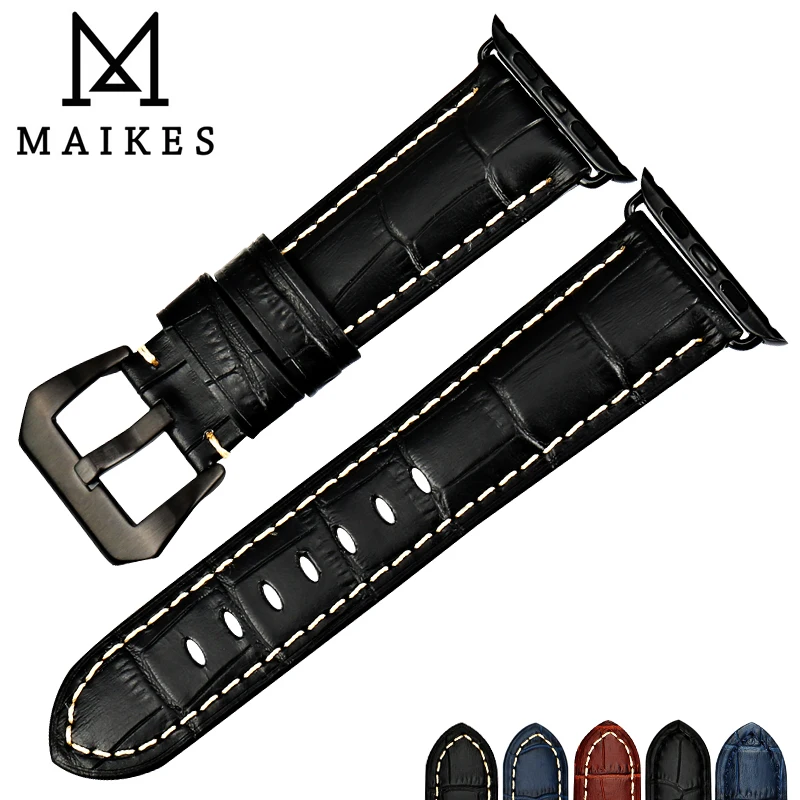 Сменный ремешок MAIKES из натуральной кожи для Apple Watch Band 44 мм 40 42 38 Series 4 3 2 1 все модели