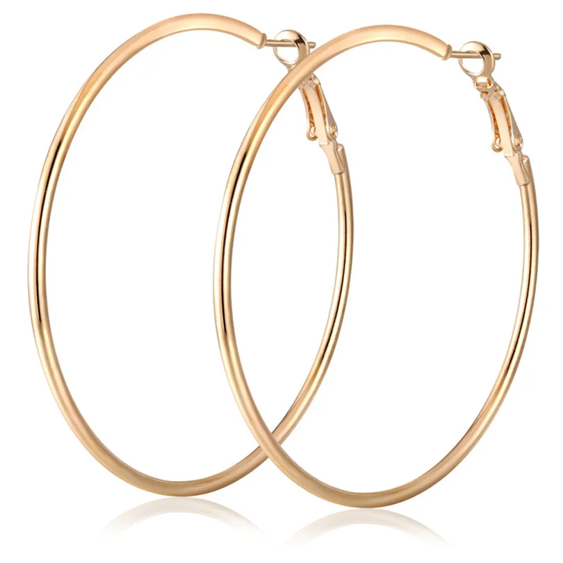 

30MM-100MMHot Sale Big Smooth Circle Hoop Earrings Basketball Brincos Celebrity Brand Loop Earrings for Women Jewelry