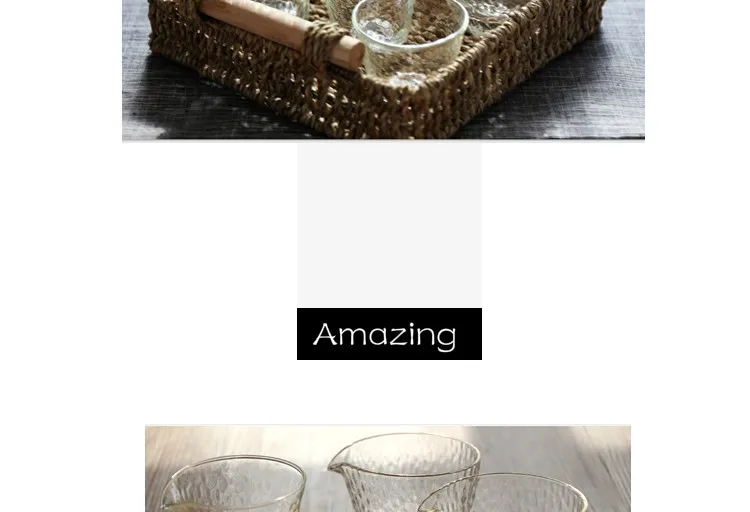 Высококачественный молот в японском стиле с принтом прозрачная чайная стеклянная чашка для воды гравировка круглая прозрачная Питьевая Посуда Zakka
