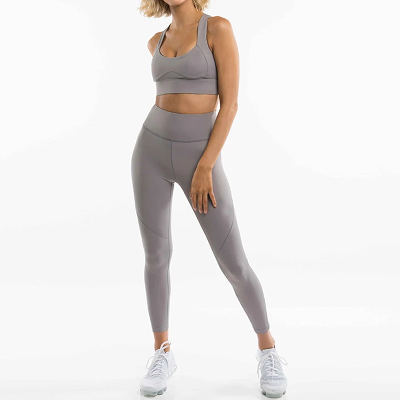 

Women Tops with Pants Yoga Suit Solid Sleeveless High Waist Clothing Set MSD-ING