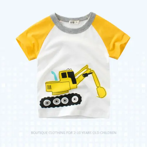 2019 Новая Модная хлопковая футболка с короткими рукавами и круглым вырезом для маленьких мальчиков повседневная одежда топы, модная