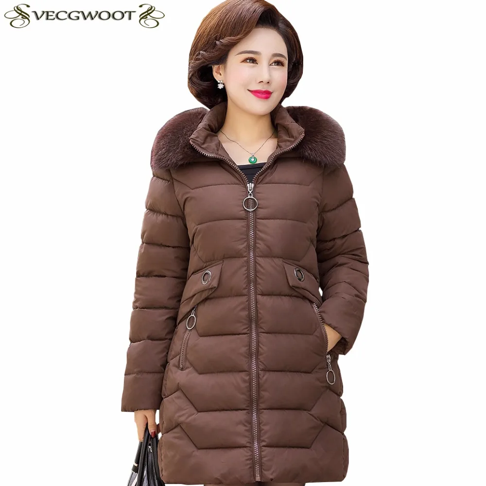 Middle aged Winter Cotton padded jacket Women New Plus