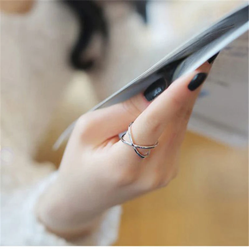 2020 новые модные геометрические Серебристые черные кольца для женщин кольцо - Фото №1