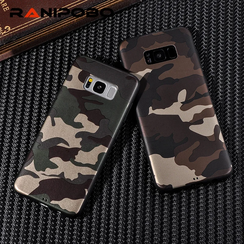 Cool Army Camo Camouflage Phone Cases For Samsung Galaxy S9 S9 Plus S8 S8 Plus ArmyGreen Leather