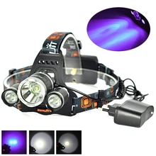 Boruit 5000LM 3 LED XML T6 +R5 UV Purple LED Headlamp Headlight 3 Mode Head Lamp linterna frontal for Bicycle Hunting