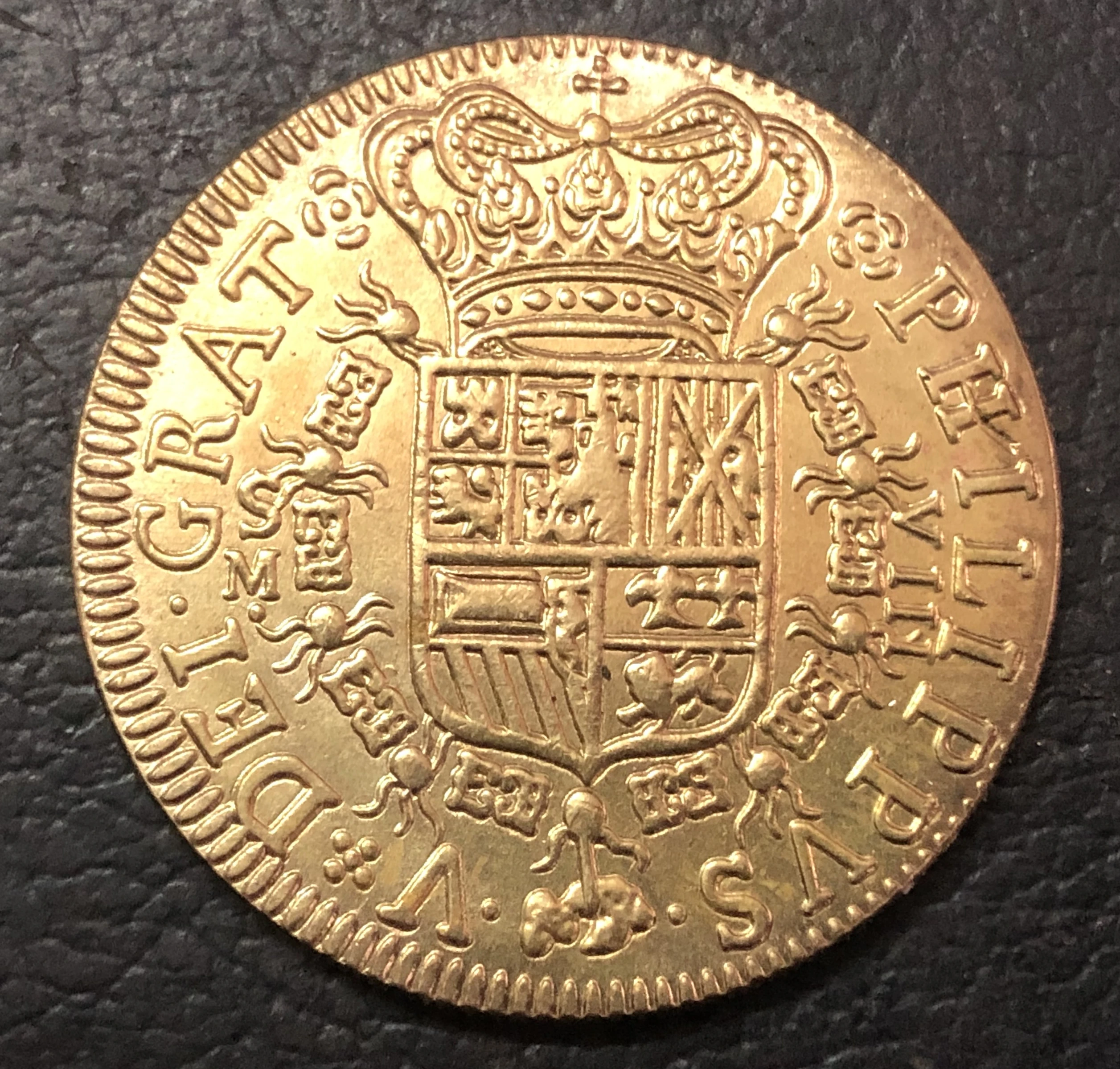 1701 ИСПАНИЯ 8 Escudos-Felipe V Севилья, mintmark в obverse Золото Имитация монеты