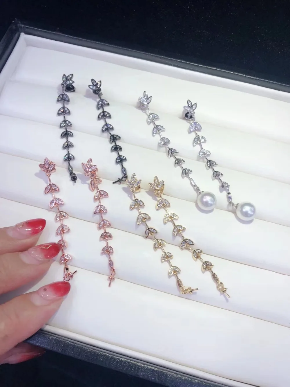

Y331 1 Pair High Quality Golden plated Paved CZ Necklace Earrings Back Cubic Zirconia Jewelry Connector DIY Jewellery Making