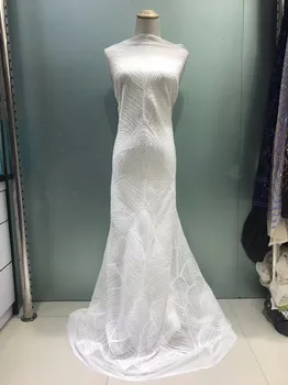 

Fashion white sequins, high quality tulle lace fabrics, white sequins, 5 yards French lace, used for sewing dresses ZM36