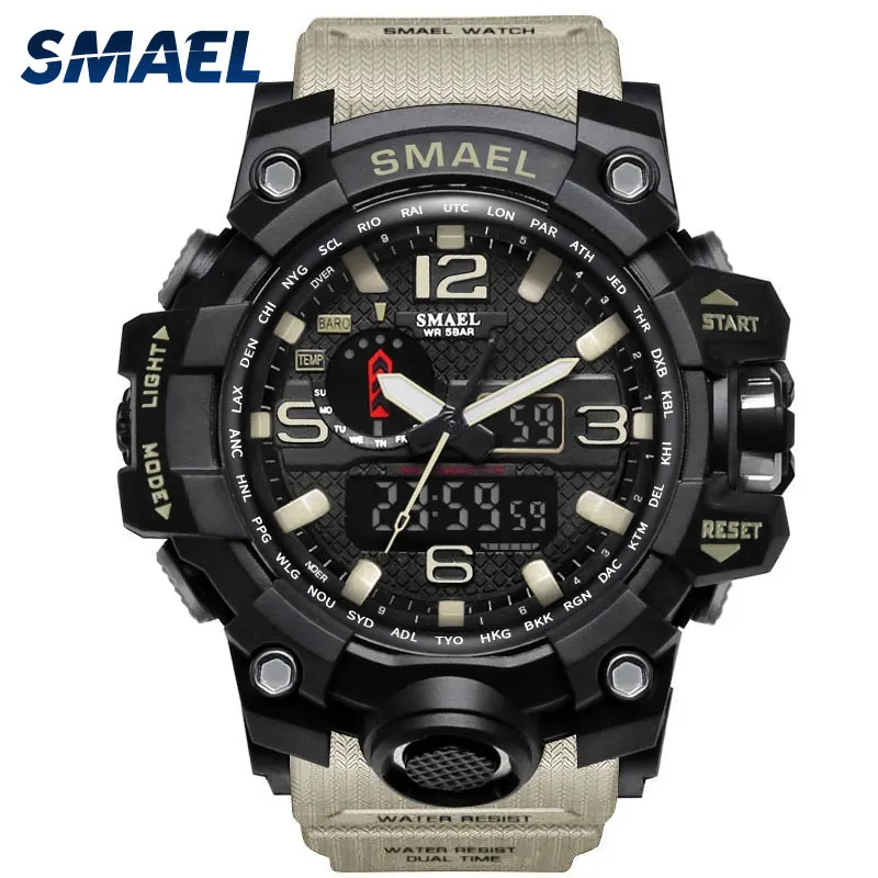 Men Military font b Watch b font 50m Waterproof Wristwatch LED Quartz Clock Sport font b