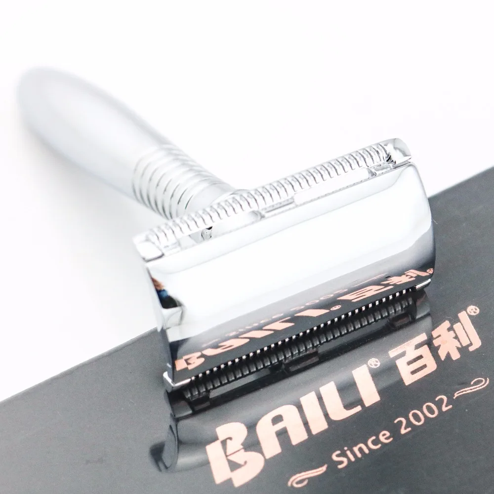 

BAILI Safety Razor Silver Long handle ZAMAK Zinc Alloy +5 Blades +Case BD191 Excellent quality 10SETS/LOT NEW