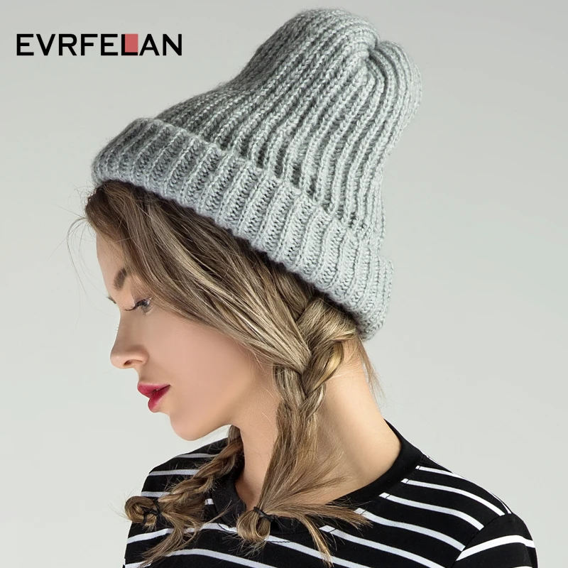 

Evrfelan New Brand Winter Hat For Women Winter Hat Knitted Warm Beanies Thick Women Hat Female Ladies Hat Girls Cap Wholesale