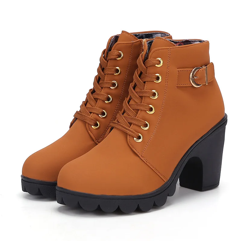 

Low Heel Thickening Keep Warm Snow Boots Ankle Boots Fur inside Flat Boots 2018 New Style Martin Boots European And American Wom
