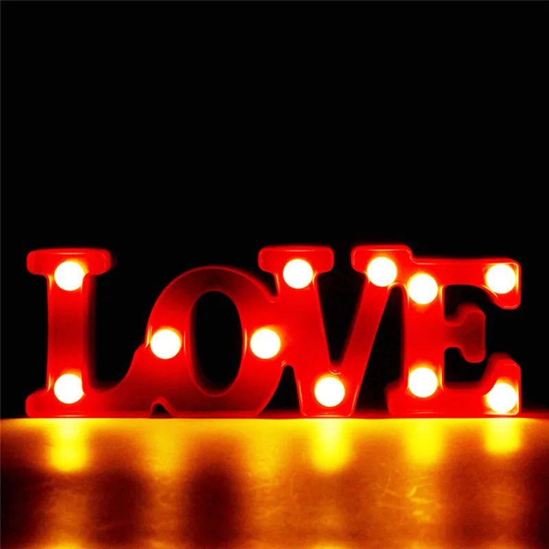 Luminaria ночной Светильник СВЕТОДИОДНЫЙ любовное письмо ночной Светильник знак любви 3D фигура украшение лампа Свадьба День рождения пара влюбленных подарки светильник - Испускаемый цвет: Red