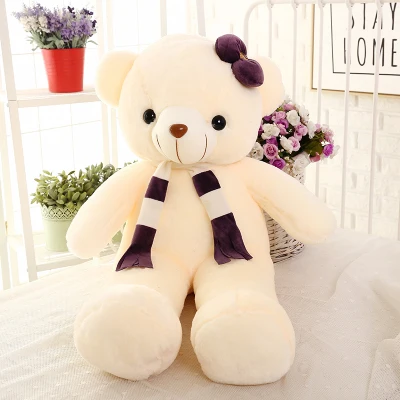 purple and white teddy bear