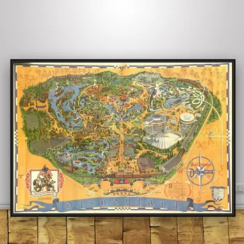 

United States Disneyland Hand Drawn Map Art Silk Poster Home Decor 12x18 24x36inch