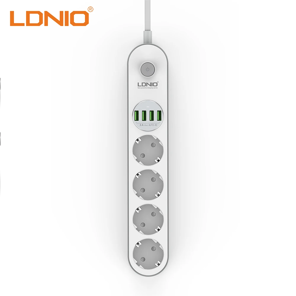 

LDNIO 4 USB Port Desktop Charger For Mobile Phone 5V/3.4A 4 EU Plug Jack Socket Charging Adapter Power Strip