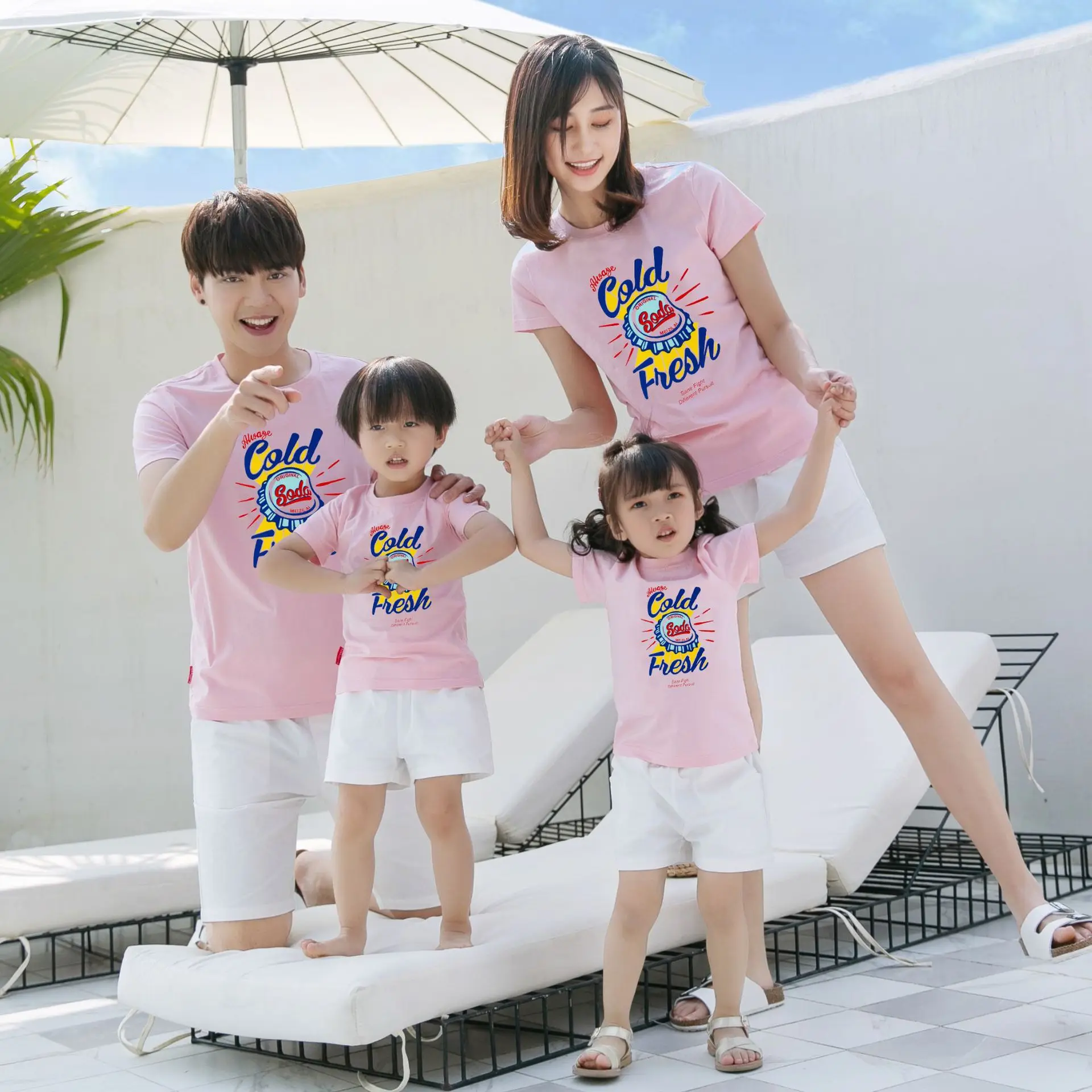 

Parent-child Spring And Summer New Short-sleeved T-shirt Suit With Cartoon Pattern Letter Family Sets