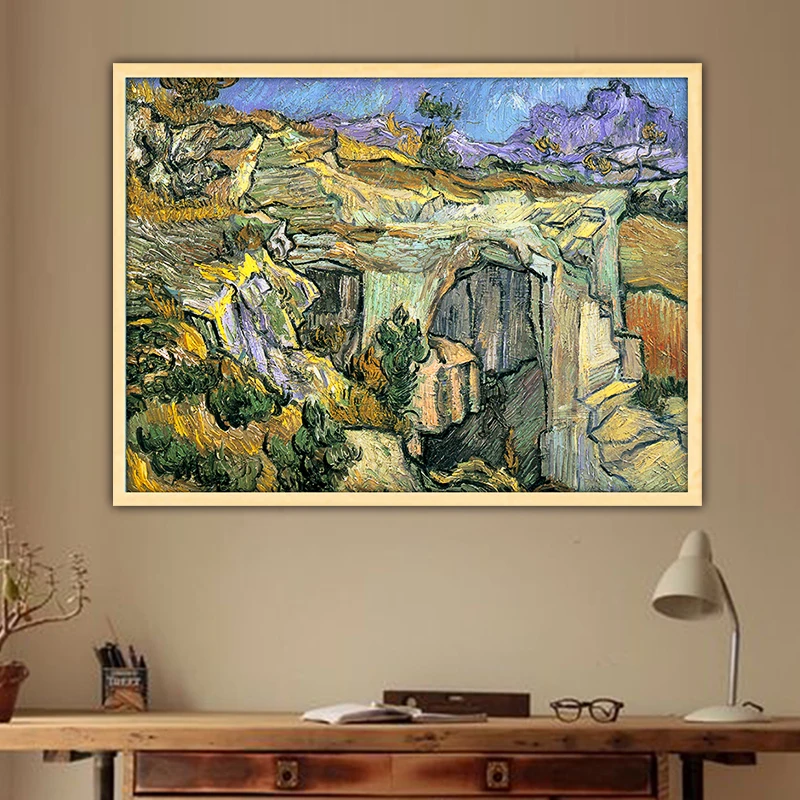 

Van Gogh entrance to a quarry diy by numbers art paint impressionist paint adult hand drawing living room decoration color pic