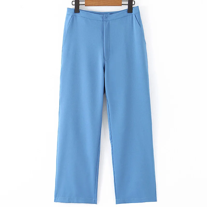 

Fandy Lokar Long Solid Pants Women Fashion Casual Trousers Women Elegant Zipper Pockets Pants Female Ladies GP