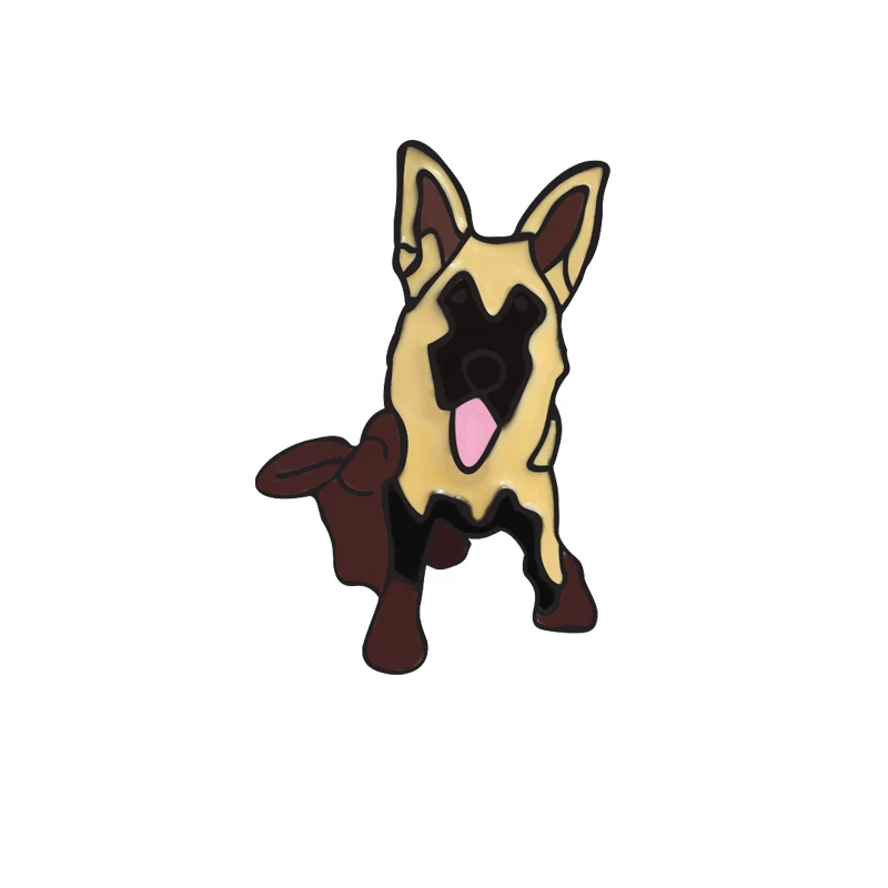 dog Значки с животными, эмалированные булавки, брошь, черный, белый, кот, рыба, монстр, кнопка, рубашка, куртки, женские Милые Броши, детские ювелирные изделия, аксессуары - Окраска металла: dog