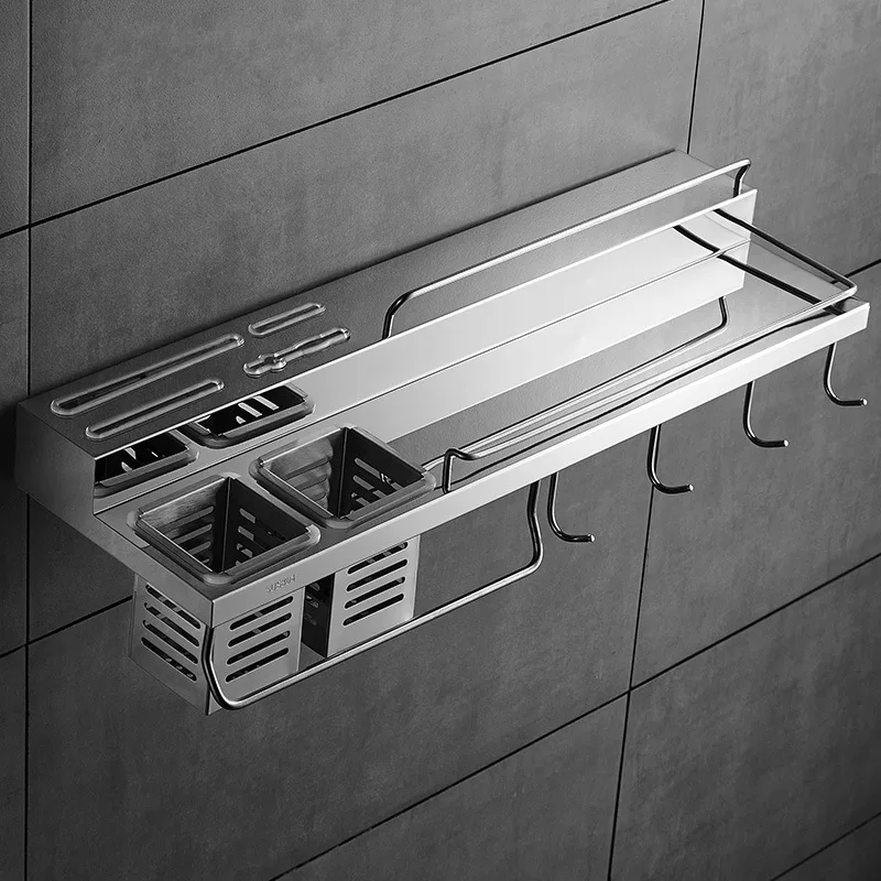  Wall Mounted Kitchen Utensil Rack Stainless Steel Pantry Cookware Dinnerware Kitchenware Shelf Stor - 32904482775