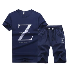 Sporting suit Men 2019 Brand Fitness Suits Summer 2PC Top Short Set Mens Fashion 2 Pieces T-shirt +Shorts letter print Tracksuit