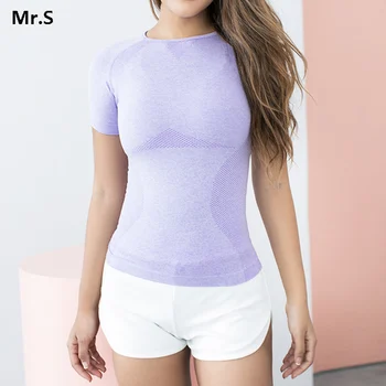 Women s Energy Seamless Yoga Shirts Short Sleeve Fitness Gym Top Active Workout Shirt Dry Fit