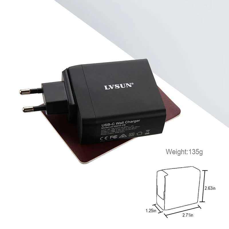 LVSUN 45W USB Type C зарядное устройство быстрое c настенное для мобильного телефона