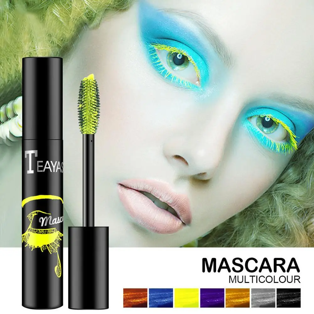 Magic colored 4d silk fiber lash mascara Waterproof Curling Lengthening Makeup Eye Lashes Blue Green Red Purple Black White