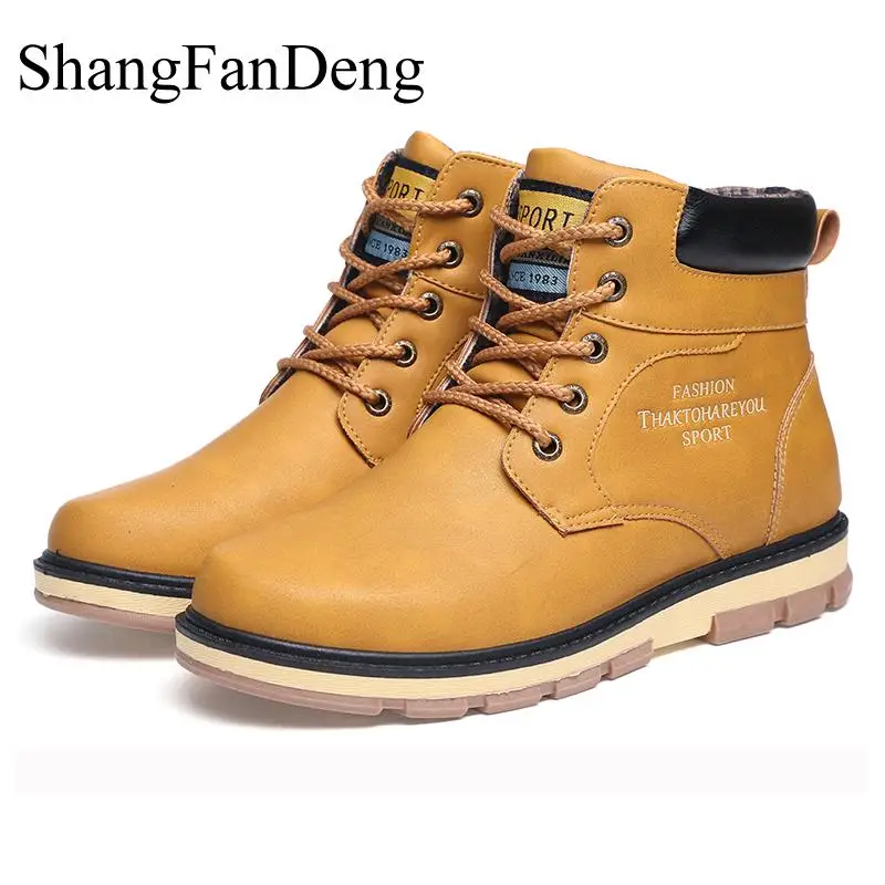 

Shangfandeng High Quality Men Boots Winter Warm Snow Bullock Boots Fashion Martin Male Shoes Tactical Riding Boots 39-46 Size