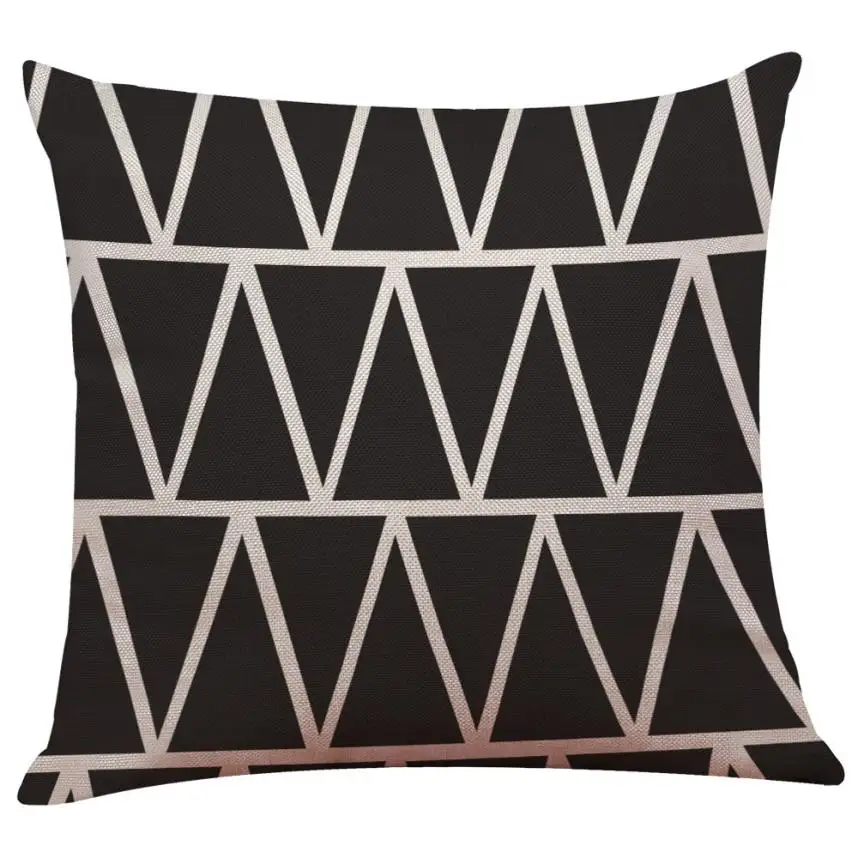 Black white linen cushion cover pillowcase Vintage Geometric Linen