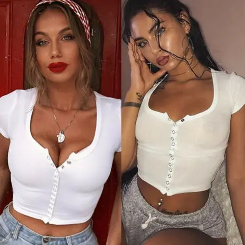 Womens Ladies Loose Pullover T-Shirt Short Sleeve Cotton Tops Shirt Blouse Crops | Женская одежда