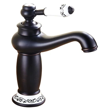 

MTTUZK Free Shipping black rose gold copper with ceramics bathroom faucet fashion vintage hot and cold basin mixer tap