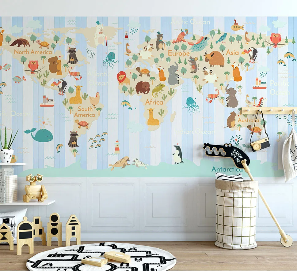 Avoir Images Bacaz Main Bleu Monde Animal Carte 3d Cartoon Mural Papier Peint actualisé salutations