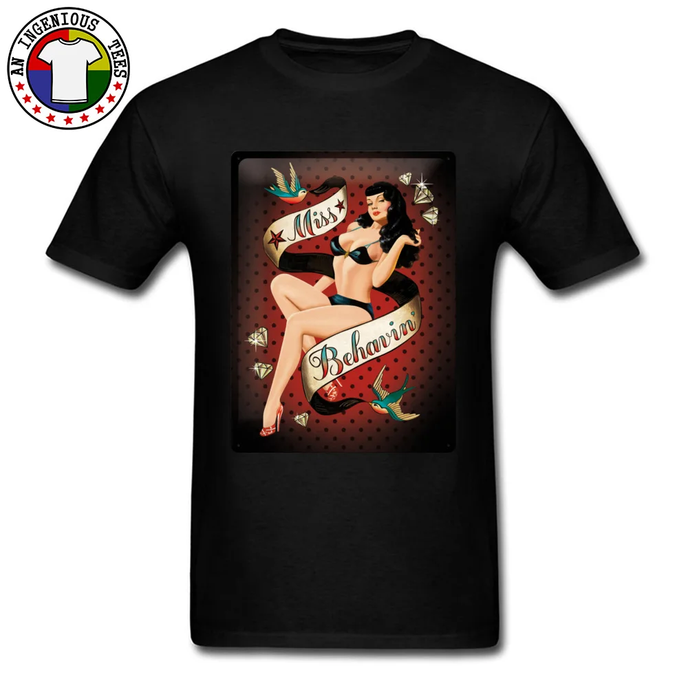 blechschild pin up pageant Casual Lovers Day Cotton Round Collar Men Tees Casual Tops Shirts 2018 Short Sleeve Top T-shirts blechschild pin up pageant black