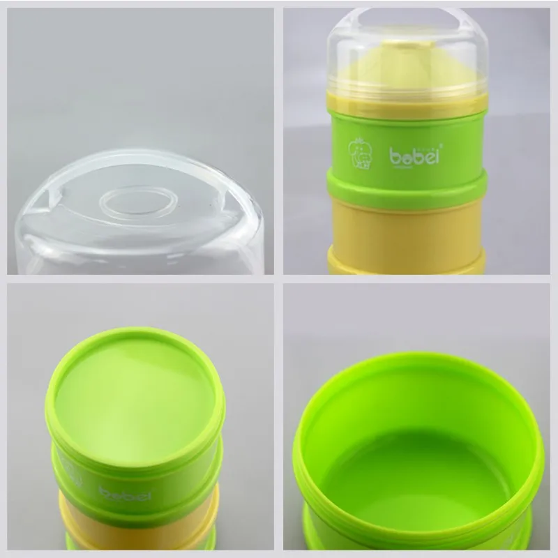

Portable 3 Layer Baby Children Powder Milk Box Independent Split Charging Lattice Snacks Colorful PP Storage