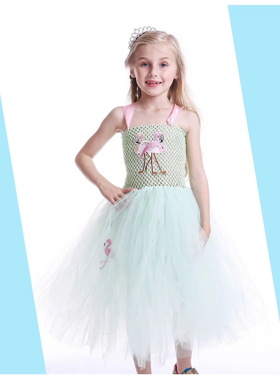 Kids Baby Girl Flamingo Princess Dress Elegant Girls Tutu Dresss for Photo Shot Wedding Birthday Ball Gown Fancy Dresses (2)