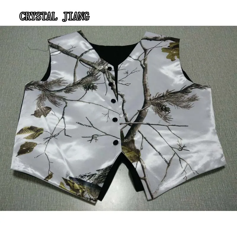 White Camo Groom Vests Adult Country Wedding Party Camo Prom Vest 2018
