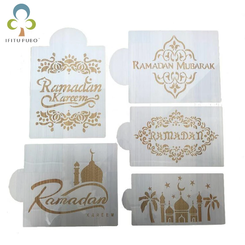

1Pc Ramadan Kareem Spray Stencils Birthday Cake Mold Decorating Bakery Tools DIY Kicthen Accessries for eid mubarak GYH