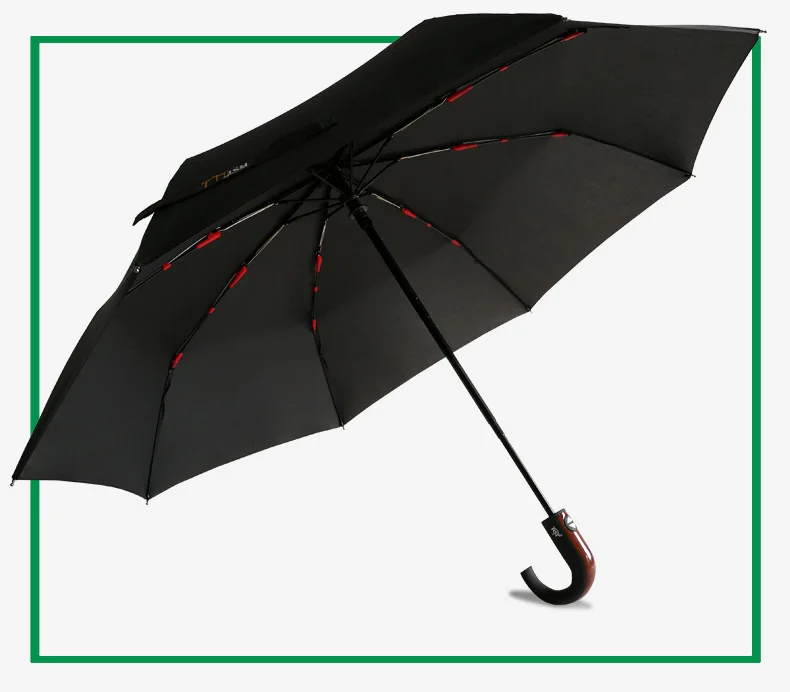 Gental британский стиль автоматический зонтик дождь для женщин с изогнутой ручкой мужской зонт сильный Ветрозащитный 3 Складной Бизнес Качество Paraguas