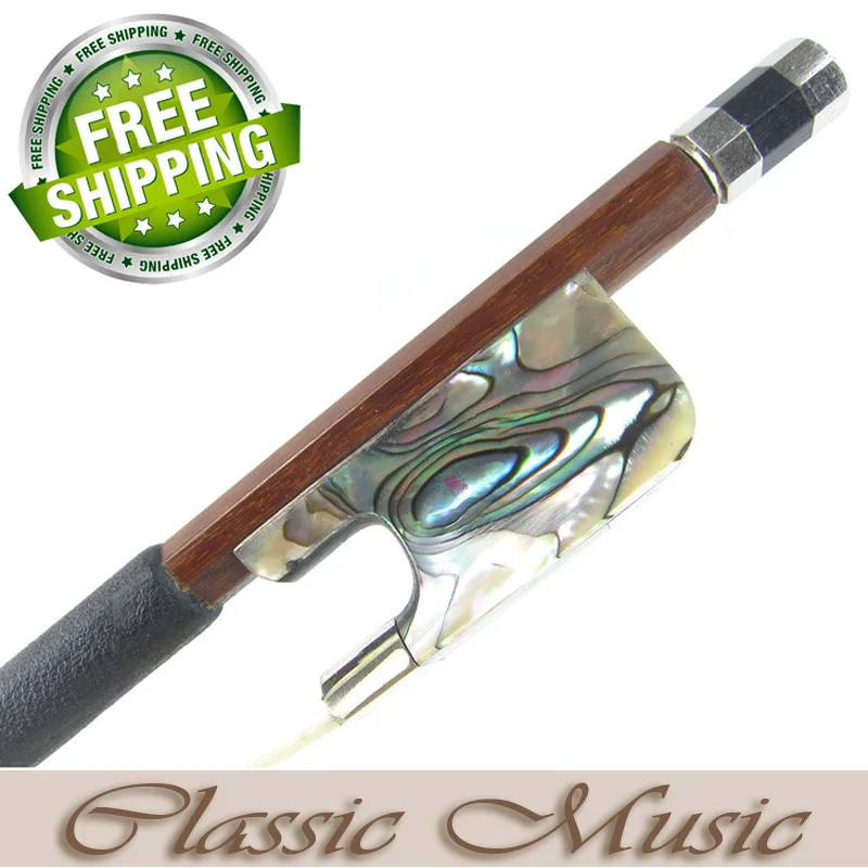 

SILVER PERNAMBUCO Viola Bow with Abalone Shell Frog (4/4), Good Mongolian Horse Hair.