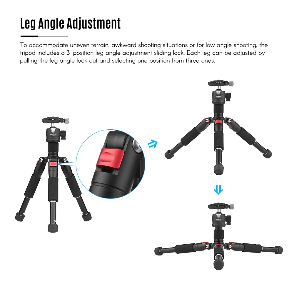 Andoer K521 5-раздел расширяемый штатив-Трипод с шаровой мини-Head1/" при помощи крепления с винтом для цифровой зеркальной камеры Canon Nikon sony цифровых зеркальных камер Макс. Нагрузка 5 кг до 50 см