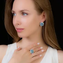 GEM'S BALLET 11.05ct Овальный натуральный Швейцарский украшения с голубым топазом Набор 925 пробы серебряные серьги набор колец для женщин Свадебные ювелирные изделия