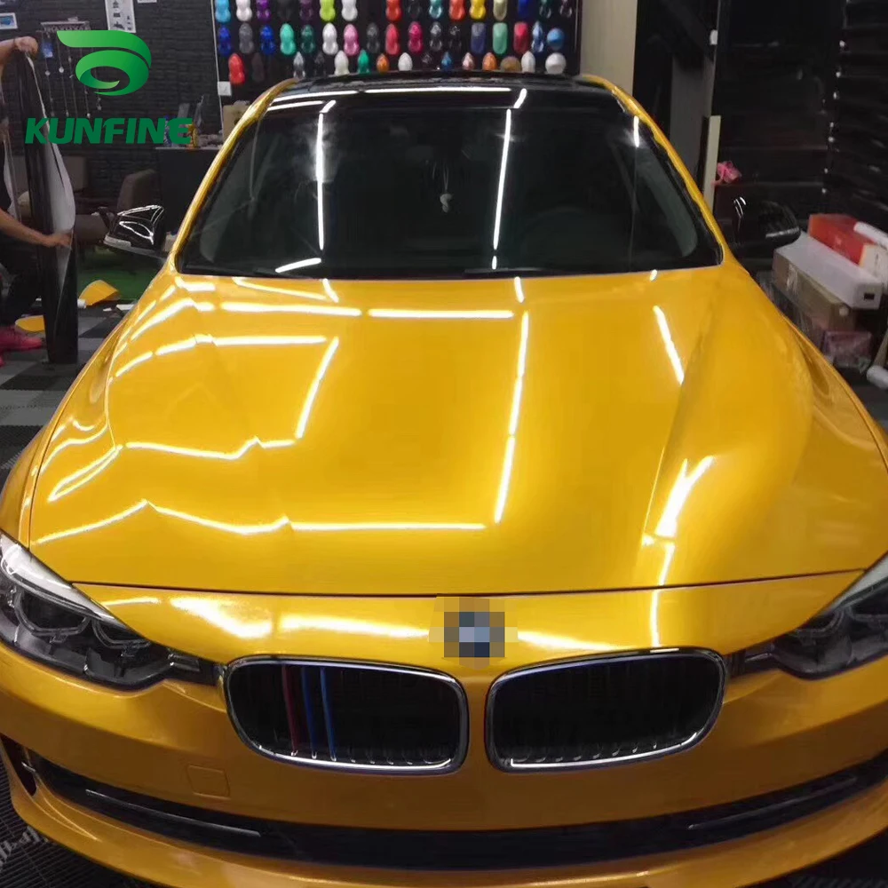 Car Vinyl film Body Sticker Car sticker Metal maple yellow (9)