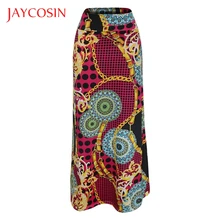 JAYCOSIN лето с высокой талией с принтом Для женщин Дамская Bodycon комфорт Длинные Микси юбка полиэстер Материал Клетчатый узор в богемном стиле