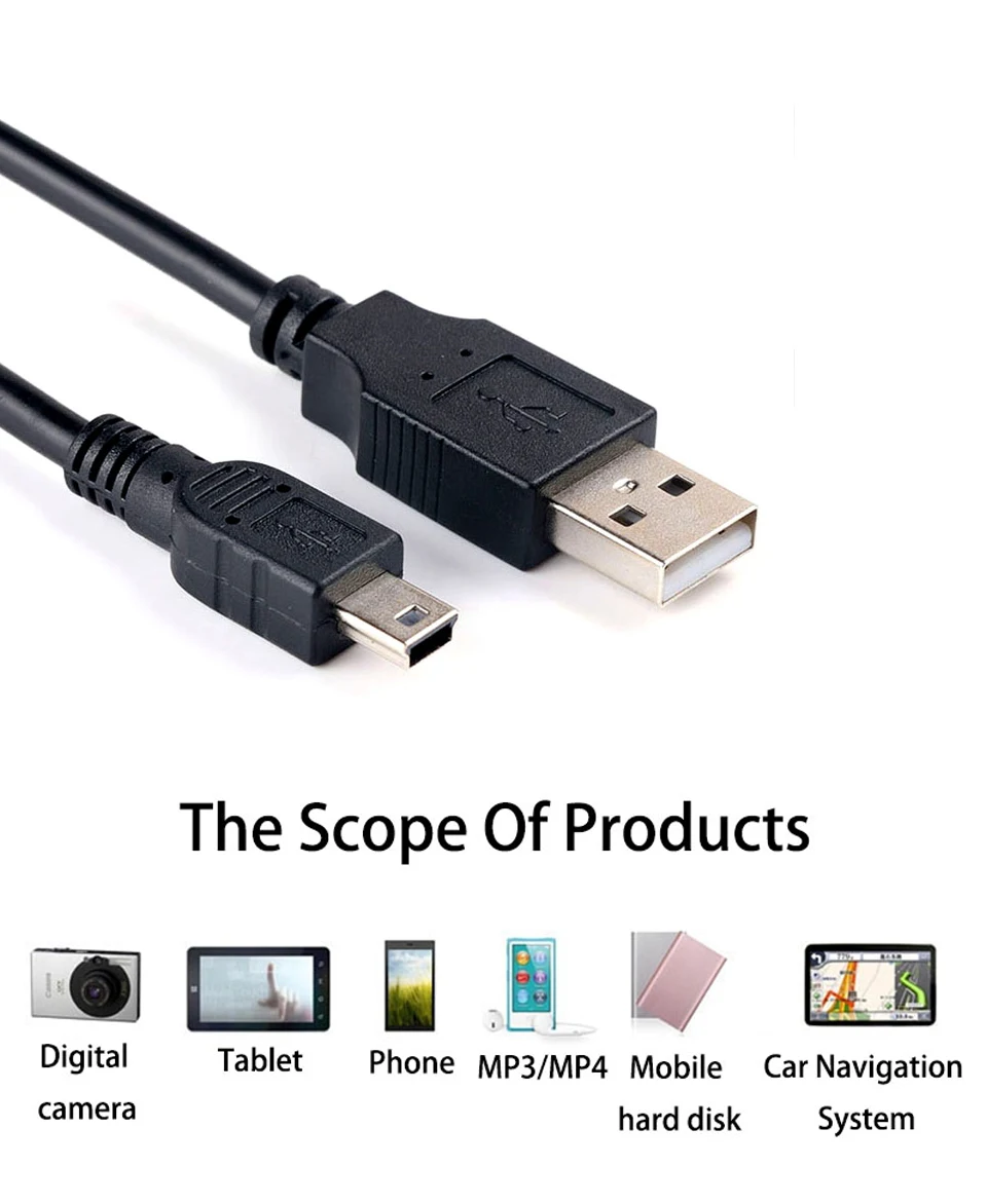 Mini USB Cable mini usb to USB Male to Male Charge Charging Cord Line For MP3 MP4 Player Car DVR GPS Digital Camera HDD 2018 New (2)