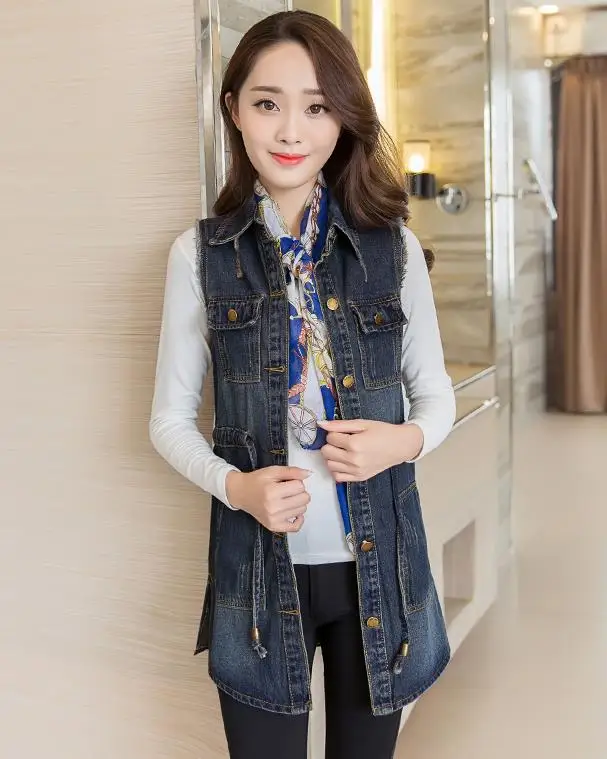 Summer 2020 Veste Femme Denim Vest Long 